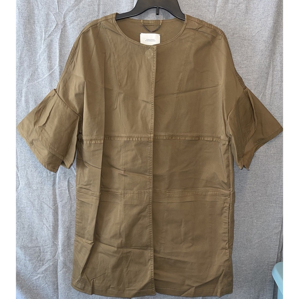 DOROTHEE SCHUMACHER  Brown Summer Coat Slip Pockets Belle Ruffle Sleeve 2XL